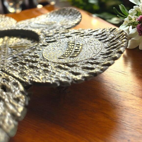 Vtg. MCM K’arah Brutalist Brass Seder Plate Passover Hen Holon Israel Marked - Picture 3 of 16